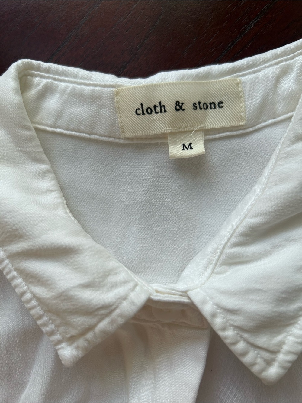 cloth & stone Classic cream Button-Down Pocket Shirt size M 55% cupro 45% rayon - Picture 4 of 6